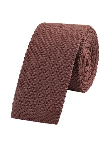 WANYING Herren 5.7cm 2.25" Schmale Krawatte Strickkrawatte Gestrickte Narrow Krawatte Knit Tie Retro Vintage Casual Büro Basic - Einfarbig Braun von WANYING