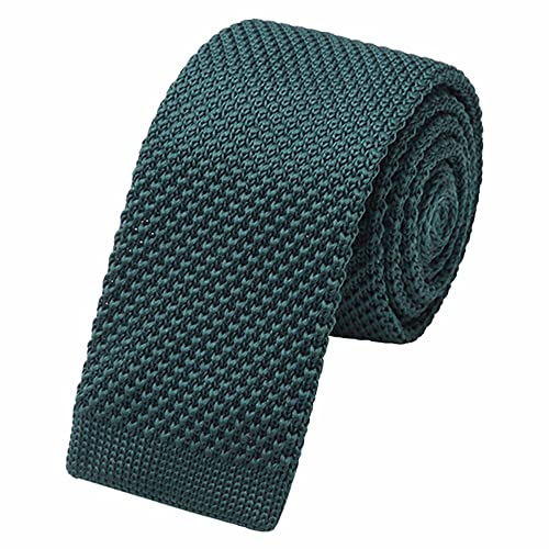 WANYING Herren 5.7cm 2.25" Schmale Krawatte Strickkrawatte Gestrickte Narrow Krawatte Knit Tie Retro Vintage Casual Büro Basic - Einfarbig Dunkelgrün von WANYING