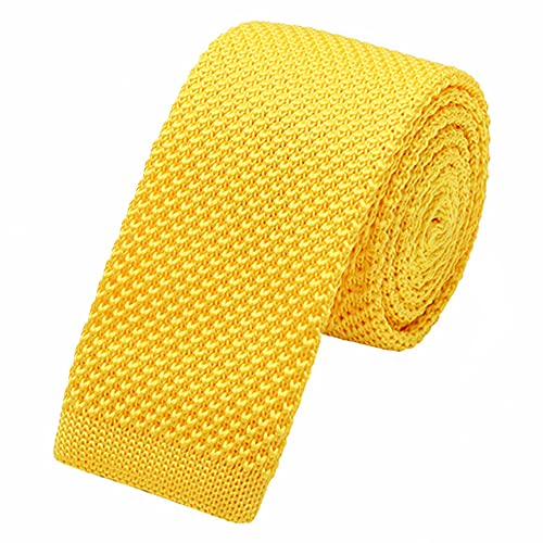 WANYING Herren 5.7cm 2.25" Schmale Krawatte Strickkrawatte Gestrickte Narrow Krawatte Knit Tie Retro Vintage Casual Büro Basic - Einfarbig Gelb von WANYING