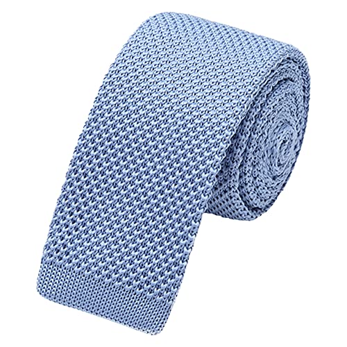 WANYING Herren 5.7cm 2.25" Schmale Krawatte Strickkrawatte Gestrickte Narrow Krawatte Knit Tie Retro Vintage Casual Büro Basic - Einfarbig Graublau von WANYING