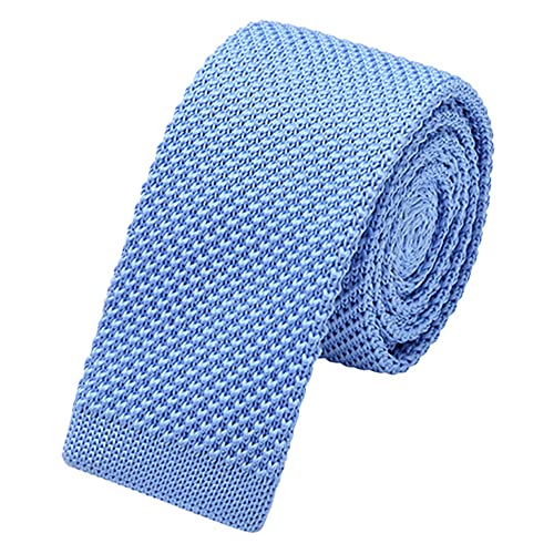 WANYING Herren 5.7cm 2.25" Schmale Krawatte Strickkrawatte Gestrickte Narrow Krawatte Knit Tie Retro Vintage Casual Büro Basic - Einfarbig Hellblau von WANYING