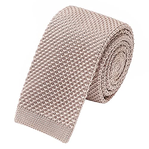 WANYING Herren 5.7cm 2.25" Schmale Krawatte Strickkrawatte Gestrickte Narrow Krawatte Knit Tie Retro Vintage Casual Büro Basic - Einfarbig Khaki von WANYING