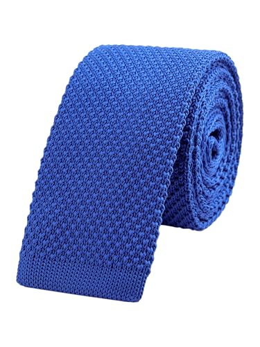 WANYING Herren 5.7cm 2.25" Schmale Krawatte Strickkrawatte Gestrickte Narrow Krawatte Knit Tie Retro Vintage Casual Büro Basic - Einfarbig Klein Blau von WANYING