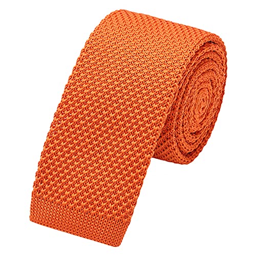 WANYING Herren 5.7cm 2.25" Schmale Krawatte Strickkrawatte Gestrickte Narrow Krawatte Knit Tie Retro Vintage Casual Büro Basic - Einfarbig Orange von WANYING