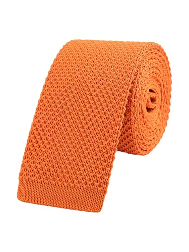 WANYING Herren 5.7cm 2.25" Schmale Krawatte Strickkrawatte Gestrickte Narrow Krawatte Knit Tie Retro Vintage Casual Büro Basic - Einfarbig Orange von WANYING