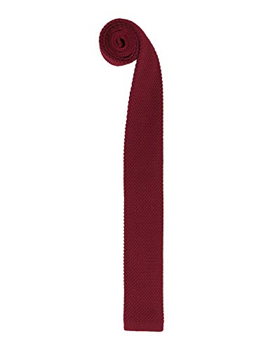 WANYING Herren 5.7cm Schmale Krawatte Strickkrawatte Gestrickte Narrow Krawatte Knit Tie Retro Vintage Casual Büro Basic - Einfarbig Bordeaux von WANYING