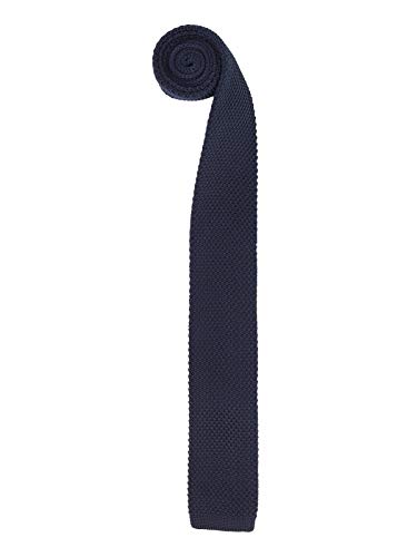 WANYING Herren 5.7cm Schmale Krawatte Strickkrawatte Gestrickte Narrow Krawatte Knit Tie Retro Vintage Casual Büro Basic - Einfarbig Dunkelblau von WANYING