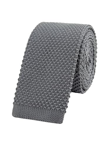 WANYING Herren 5.7cm Schmale Krawatte Strickkrawatte Gestrickte Narrow Krawatte Knit Tie Retro Vintage Casual Büro Basic - Einfarbig Dunkelgrau von WANYING