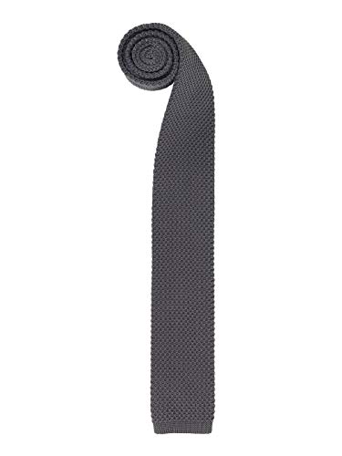 WANYING Herren 5.7cm Schmale Krawatte Strickkrawatte Gestrickte Narrow Krawatte Knit Tie Retro Vintage Casual Büro Basic - Einfarbig Dunkelgrau von WANYING