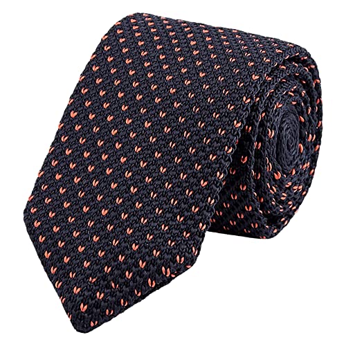 WANYING Herren 6cm Schmale Strickkrawatte 2,36" Breit Gestrickte Narrow Krawatte Retro Sporty Casual Büro Basic für Gentleman - Kleine Orange V Pattern Schwarz von WANYING