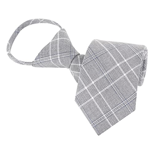 WANYING Herren 7cm 2.75" Schmalen Krawatte Vorgebunden mit Reißverschluss Security Necktie Sicherheits Krawatte Casual Business Länge 48cm - Glencheck-Musterung Grau von WANYING