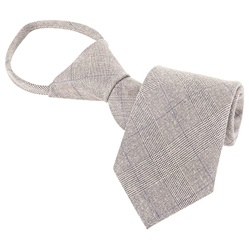 WANYING Herren 7cm 2.75" Schmalen Krawatte Vorgebunden mit Reißverschluss Security Necktie Sicherheits Krawatte Casual Business Länge 48cm - Glencheck-Musterung Khaki von WANYING