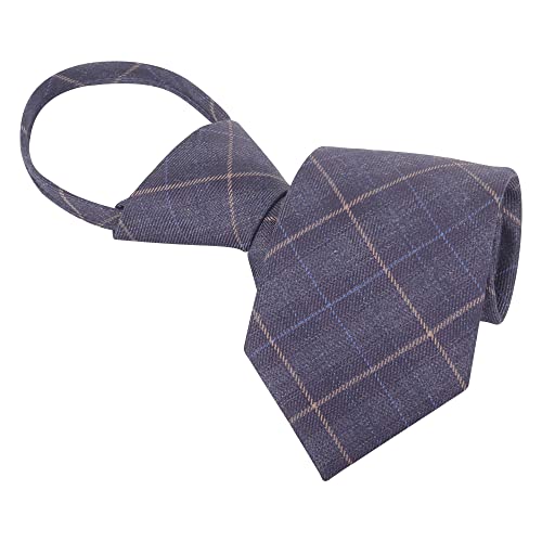 WANYING Herren 7cm 2.75" Schmalen Krawatte Vorgebunden mit Reißverschluss Security Necktie Sicherheits Krawatte Casual Business Länge 48cm - Tartan Kariert Dunkelblau von WANYING