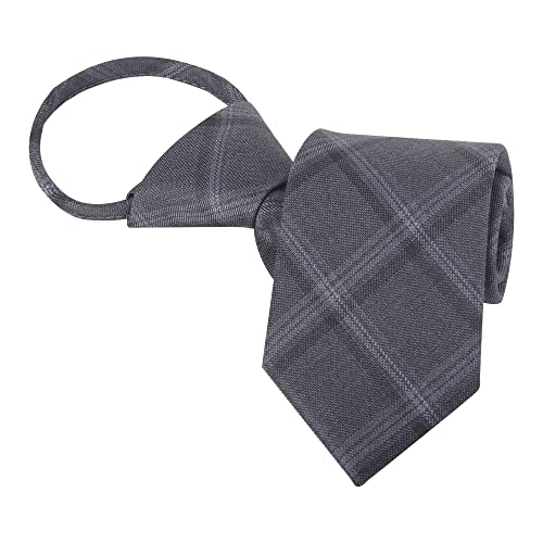 WANYING Herren 7cm 2.75" Schmalen Krawatte Vorgebunden mit Reißverschluss Security Necktie Sicherheits Krawatte Casual Business Länge 48cm - Tartan Kariert Dunkelgrau von WANYING
