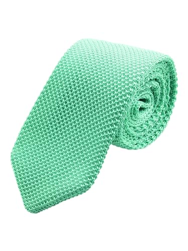 WANYING Herren 7cm Schmale Strickkrawatte 2,75 Zoll Gestrickte Narrow Krawatte Retro Sporty Casual Büro Basic für Gentleman - Einfarbig Hellgrün von WANYING