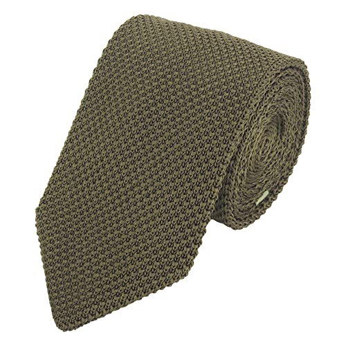 WANYING Herren 7cm Schmale Strickkrawatte 2,75 Zoll Gestrickte Narrow Krawatte Retro Sporty Casual Büro Basic für Gentleman - Einfarbig Olive Grün von WANYING