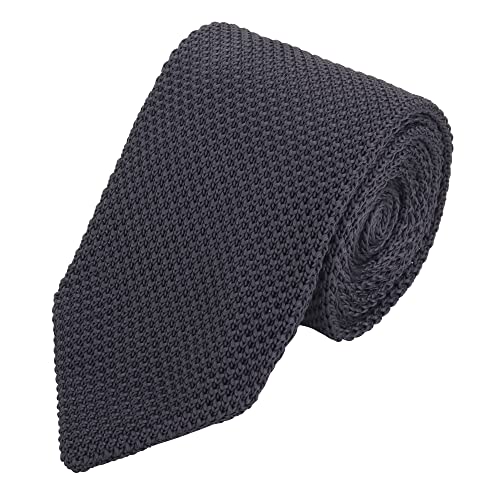 WANYING Herren 7cm Schmale Strickkrawatte 2,75 Zoll Gestrickte Narrow Krawatte Retro Sporty Casual Büro Basic für Gentleman - Einfarbig Schwarz von WANYING