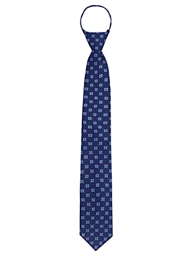 WANYING Herren 7cm Schmalen Krawatte Vorgebunden mit Reißverschluss Security Sicherheits Krawatte Casual Business Länge 48cm - Geblümt Dunkelblau von WANYING
