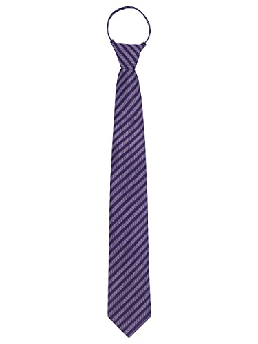 WANYING Herren 7cm Schmalen Krawatte Vorgebunden mit Reißverschluss Security Sicherheits Krawatte Casual Business Länge 48cm - Gestreift Purpur von WANYING