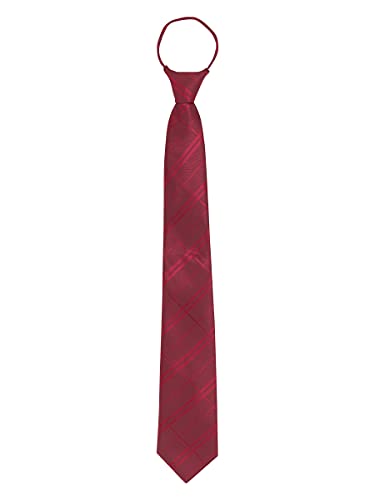 WANYING Herren 7cm Schmalen Krawatte Vorgebunden mit Reißverschluss Security Sicherheits Krawatte Casual Business Länge 48cm - Kariert Bordeaux von WANYING