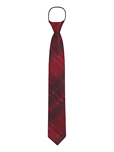 WANYING Herren 7cm Schmalen Krawatte Vorgebunden mit Reißverschluss Security Sicherheits Krawatte Casual Business Länge 48cm - Kariert Bordeaux von WANYING