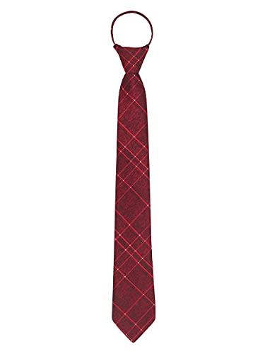 WANYING Herren 7cm Schmalen Krawatte Vorgebunden mit Reißverschluss Security Sicherheits Krawatte Casual Business Länge 48cm - Kariert Bordeaux von WANYING