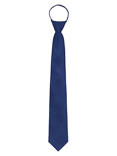 WANYING Herren 7cm Schmalen Krawatte Vorgebunden mit Reißverschluss Security Sicherheits Krawatte Casual Business Länge 48cm - Kariert Dunkelblau von WANYING