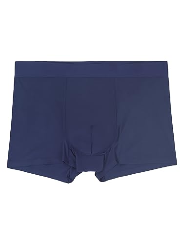 WANYING Herren Basic Mid Rise Ice Silk Retroshorts Trunks Unterwäsche Nahtlos Super Dünn Atmungsaktiv - Einfarbig Dunkelblau L von WANYING