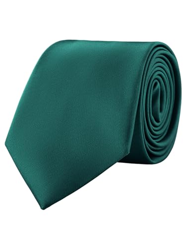 Herren Einfarbige Krawatte 8cm 3.15" Normalbreite Krawatte Schlips Binder Langbinder Basic Classic Necktie Business Casual Festivitäten Hochzeit - Dunkelgrün von WANYING