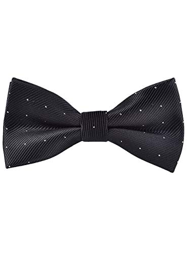 WANYING Herren Fliegen Schleife mit Hakenverschluß Bereits Gebunden Verstellbar 12 * 6cm Elegante Gentleman - Silber Gepunktet Einfarbig Schwarz von WANYING