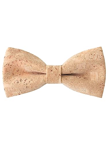 WANYING Herren Korkfliege Holzprofil Fliegen mit Steckverschluss Bereits Gebunden Verstellbar Gentleman Casual Formell - Holzmaserung 16 von WANYING