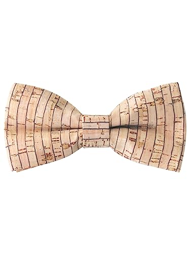 WANYING Herren Korkfliege Holzprofil Fliegen mit Steckverschluss Bereits Gebunden Verstellbar Gentleman Casual Formell - Schmal Gestreift Holzmaserung 17 von WANYING