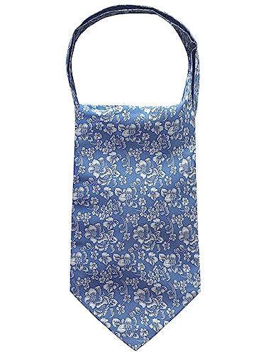WANYING Herren Krawattenschal Ascotkrawatte Ascot Cravat Schal Cravat Ties Halstuch Classic Retro Schick für Gentleman - Geblümt Jeans Blau von WANYING