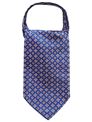 WANYING Herren Krawattenschal Ascotkrawatte Schal Cravat Ties Halstuch Classic Retro Schick für Gentleman - Kästchen Muster Dunkelblau von WANYING