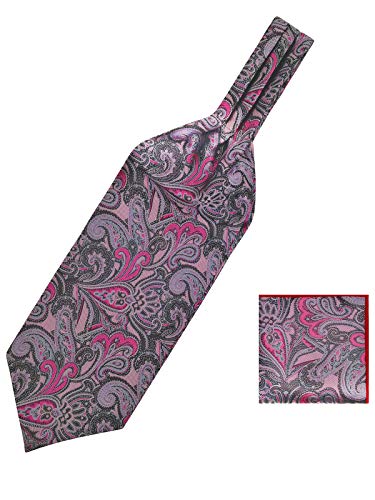 WANYING Herren Krawattenschal und Einstecktuch 2 in 1 Sets, Ascotkrawatte Schal Cravat Ties Schick und Warm für Gentleman - Violett Paisley von WANYING