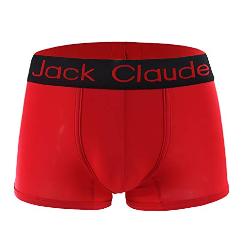 WANYING Herren Milchseide Retroshorts Normaler Bund Trunks Unterwäsche Breiter Bund Hochelastisch Weich Atmungsaktiv Basic - Einfarbig Rot Größe XL von WANYING