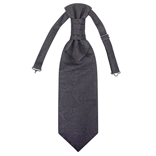 WANYING Herren Plastron Krawatte Vorgebunden mit Hakenverschluß Verstellbar Hochzeitskrawatte auf Hochzeiten Accessoires für den Bräutigam - Paisley Schwarz von WANYING