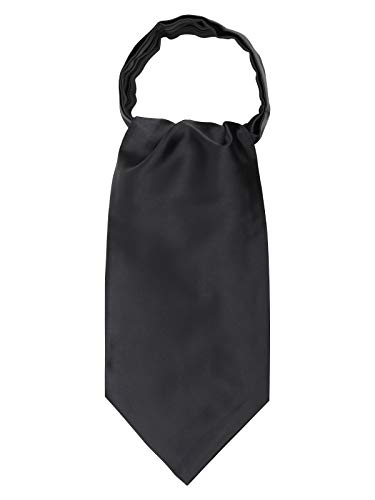 WANYING Herren Satin Krawattenschal Ascotkrawatte Schal Cravat Ties Halstuch Einfach Schick für Gentleman - Einfarbig Schwarz von WANYING