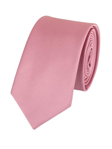 WANYING Herren Schmalen Krawatte 6cm 2,36" Breit Binder Schlips Slim Tie Herrenmode Casual Business Hochzeit Formell Informell - Streifen-Struktur Einfarbig Altrosa von WANYING