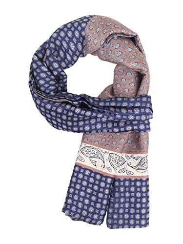 WANYING Herren Seidenschal Lange Doppelseite Herrenschal aus Kunstseiden Casual Business Gentleman Dünn für Frühjahr Herbst - Paisley Dunkelblau Khaki von WANYING