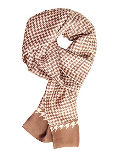 WANYING Herren Seidenschal Lange Doppelseite Herrenschal aus Kunstseiden Casual Business Gentleman für Frühjahr Herbst - Houndstooth Pattern Braun Beige von WANYING