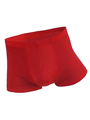 WANYING Herren Sexy Low Rise Ice Silk Retroshorts Trunks Unterwäsche Super Dünn Atmungsaktiv Basic - Einfarbig Rot Größe L von WANYING