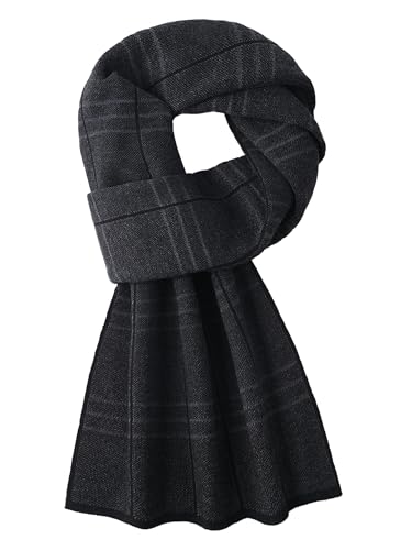 WANYING Herren Strickschal 6% Wolle Gestrickter Schal Winter Herbst Herrenschal Wolleschal Casual Business Gentleman - Schwarz & Grau von WANYING