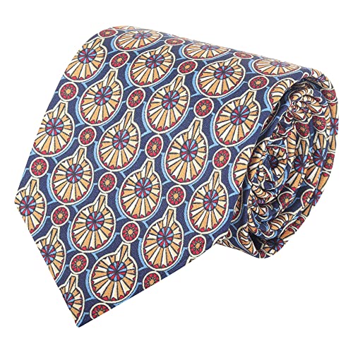 WANYING Herren Vintage Retro 9cm 3.54" Breite Krawatte Schlips Wide Necktie Stilvoll Mode Bunte Krawatte - Gedruckt Bleistiftspäne Pattern Dunkelblau von WANYING