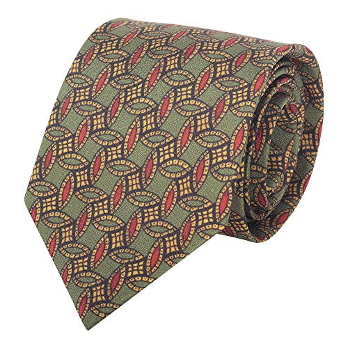 WANYING Herren Vintage Retro 9cm 3.54" Breite Krawatte Schlips Wide Necktie Stilvoll Mode Bunte Krawatte - Gedruckt Geometrisch Pattern Braungrün von WANYING