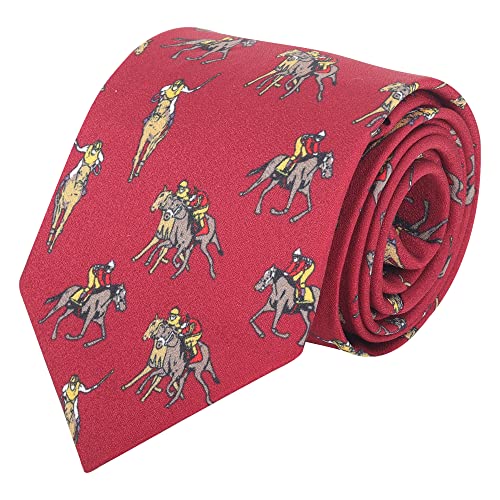 WANYING Herren Vintage Retro 9cm 3.54" Breite Krawatte Schlips Wide Necktie Stilvoll Mode Bunte Krawatte - Gedruckt Pferdesport Pattern Rot von WANYING