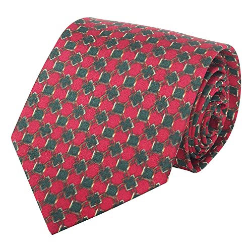 WANYING Herren Vintage Retro 9cm 3.54" Breite Krawatte Schlips Wide Necktie Stilvoll Mode Bunte Krawatte - Gedruckt Vierecke Pattern Rot von WANYING