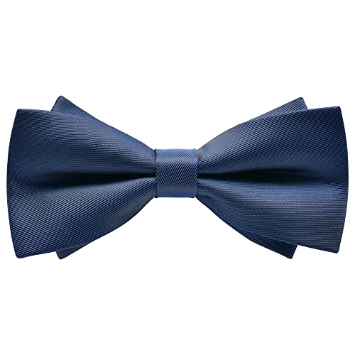 WANYING Herren Vorgebundene Fliegen Schleife Batwing Bowtie mit Hakenverschluß Verstellbar 12×6cm - Einfarbig Dunkelblau von WANYING