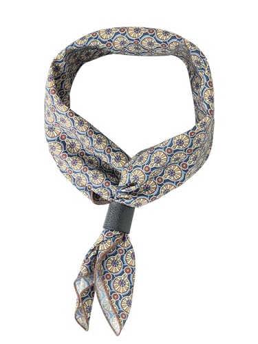 Herren quadratische Halstuch mit Leder Loop Multifunktionstuch Kopftuch Nickituch Bandanas Trachtentuch Bandanas Vintage Retro 60x60 cm - Druckmuster Bleistiftspäne Dunkelblau von WANYING
