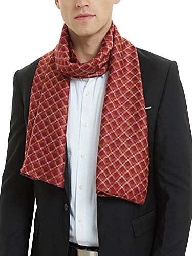 WANYING Herrenschal Dünn für Herbst Frühjahr aus Kunstseide Viskose Casual Business Gentlemen 30 * 170cm - Welle Kariert Bordeaux Rot von WANYING